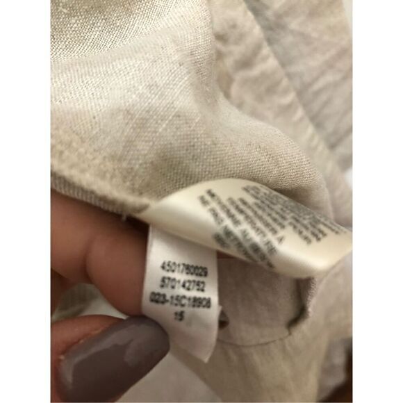 Chico's Women's  Cream Open Front with Stud Detail Linen Jacket Size 2 (L) - Picture 7 of 14